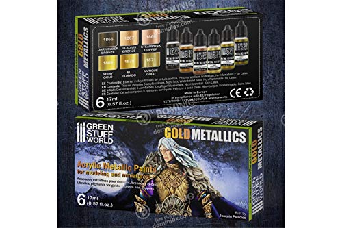 Load image into Gallery viewer, Green Stuff World Water Based Acrylic Paint Metal Color Set - Gold 9911 - Cobbco
