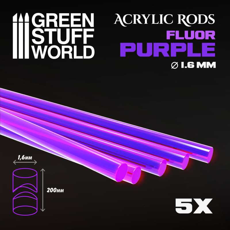 Load image into Gallery viewer, Green Stuff World for Models &amp; Miniatures Acrylic Rods - Round 1.6 mm Fluor Purple 10579
