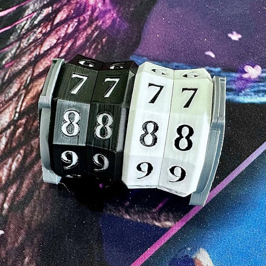 Large Spindown Counter for Tracking Counters, Tokens, and Life - MTG CCG Accessory (Black - White Dual Color)