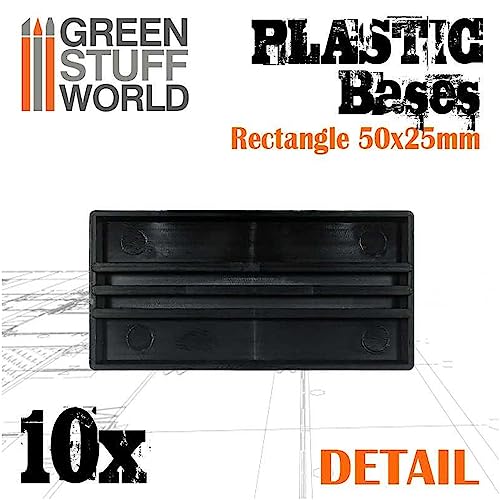Green Stuff World 25x50mm Rectangular Plastic Bases - Black 11432