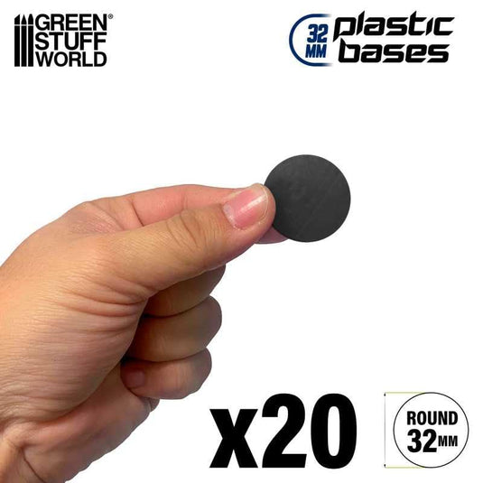 Green Stuff World 32mm Round Plastic Bases - Black 9822