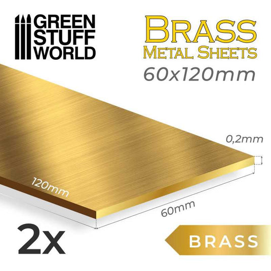 Green Stuff World Brass Metal sheets 60x120mm (Pack of 2) 10173