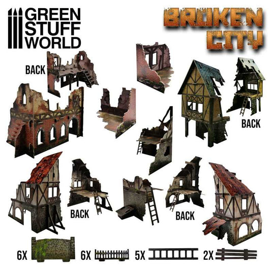 Green Stuff World for Models & Miniatures Broken City - Terrain Set 2428