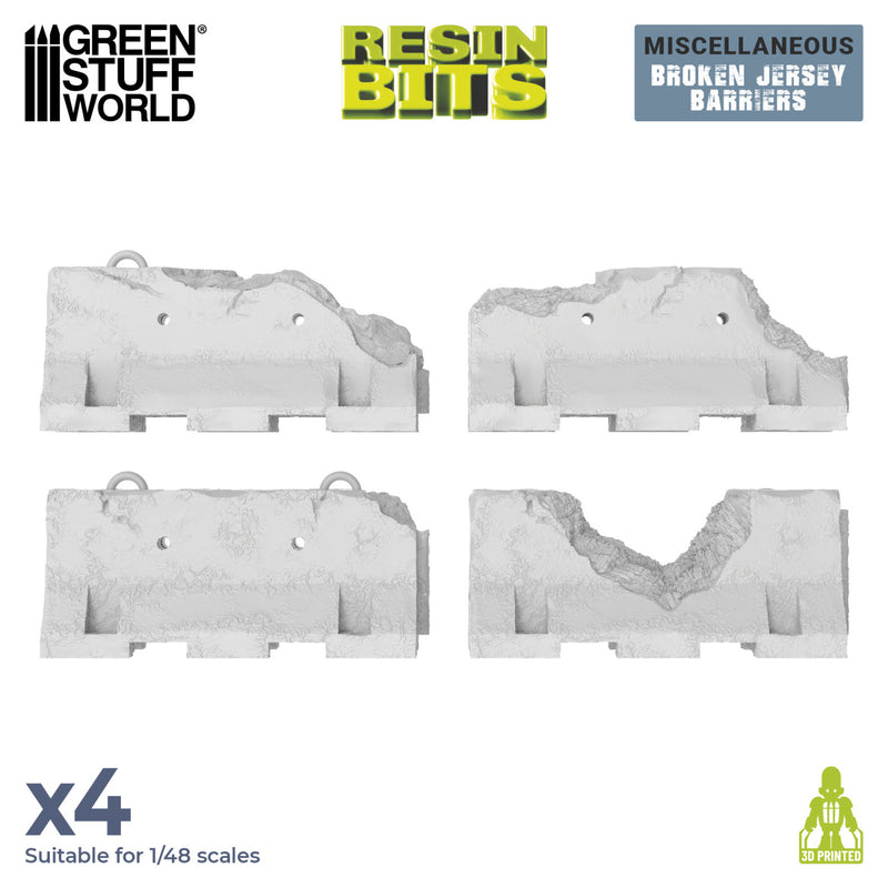Load image into Gallery viewer, Green Stuff World Broken Jersey Barriers 1:48 - 1:35 - Wargaming - Cobbco
