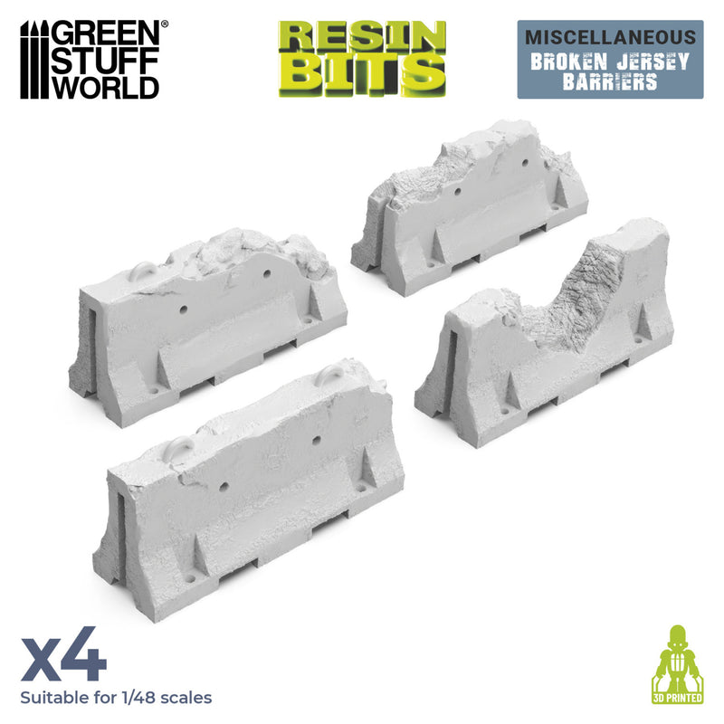 Load image into Gallery viewer, Green Stuff World Broken Jersey Barriers 1:48 - 1:35 - Wargaming - Cobbco
