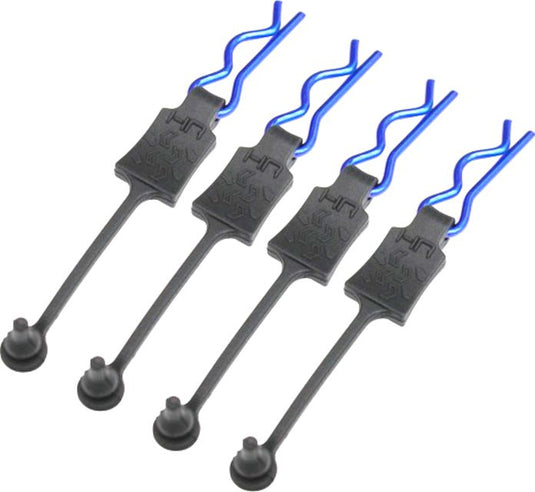Hot Racing BWP39E06 Body Clip Retainers, for 1/8th Scale, Blue (4pcs)