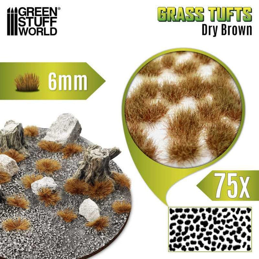 Green Stuff World Static Grass Tufts 6 mm - Dry Brown - 10672 - Cobbco
