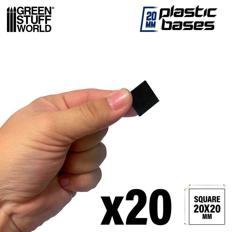 Load image into Gallery viewer, Green Stuff World 20mm Square Plastic Bases - Black 9830

