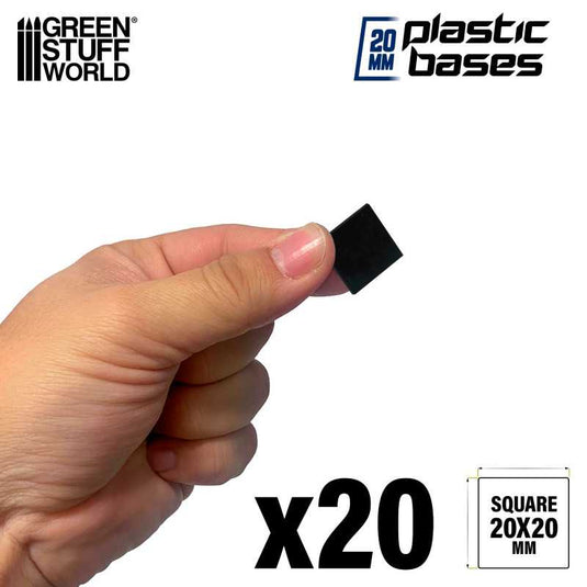 Green Stuff World 20mm Square Plastic Bases - Black 9830