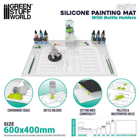 Green Stuff World Silicone Painting Mat with Bottle Holders 4562