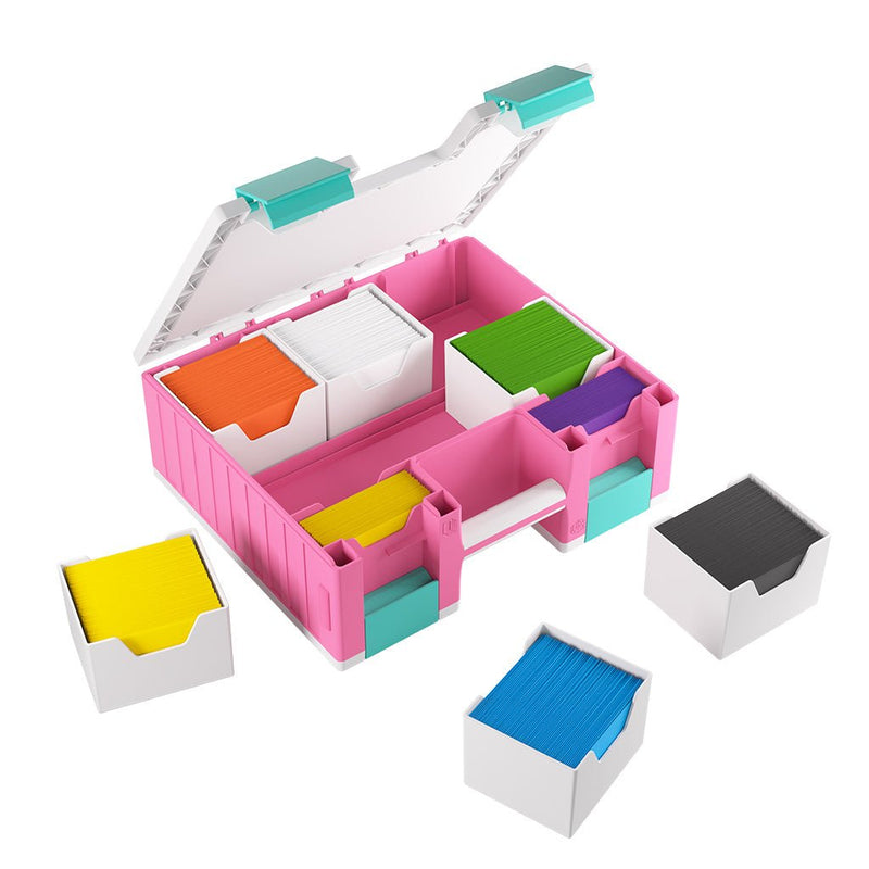 Load image into Gallery viewer, GameGenic Game Castle Pink/White/Teal Deck Box for TCG and CCG - Cobbco
