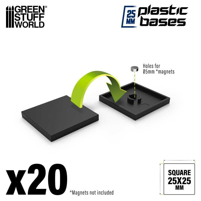 Load image into Gallery viewer, Green Stuff World 25mm Square Plastic Bases - Black 9831
