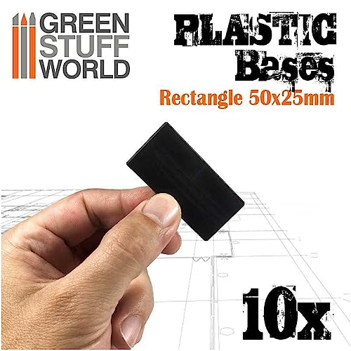 Green Stuff World 25x50mm Rectangular Plastic Bases - Black 11432