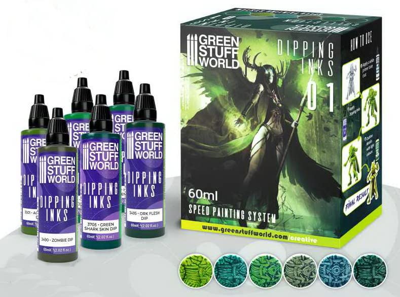 Load image into Gallery viewer, Green Stuff World Paint Set 11693 - Dipping Ink Contrast Paint Collection 01
