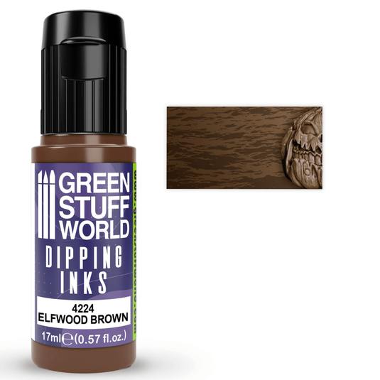 Green Stuff World Dipping ink (Contrast Paint) 17ml - Elfwood Brown 4224 - Cobbco