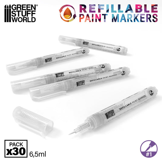 Green Stuff World Refillable Acrylic Paint Marker Size 1 - Detail - Single Marker - for Modeling and Wargaming - Cobbco