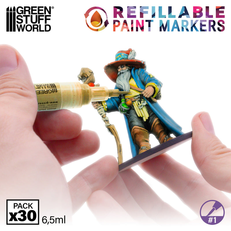 Load image into Gallery viewer, Green Stuff World Refillable Acrylic Paint Marker Size 1 - Detail - Single Marker - for Modeling and Wargaming - Cobbco
