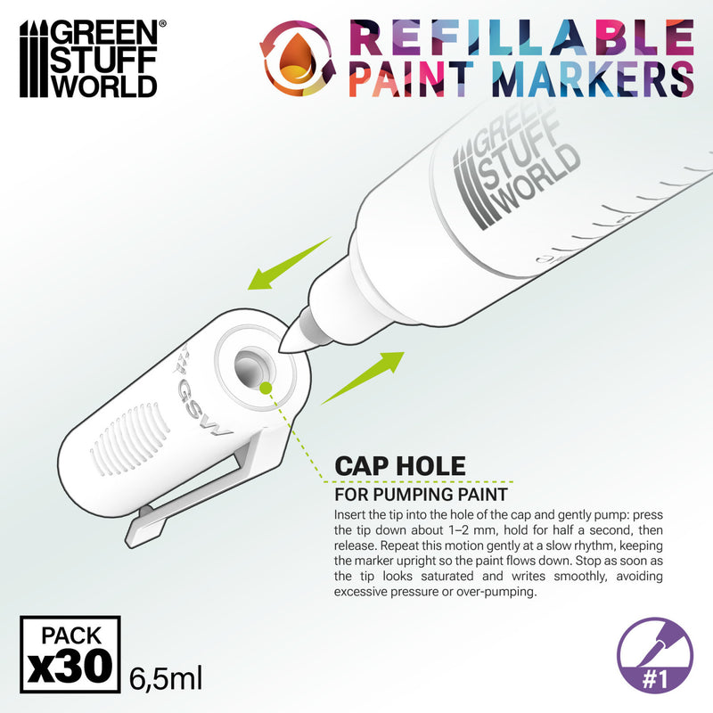 Load image into Gallery viewer, Green Stuff World Refillable Acrylic Paint Marker Size 1 - Detail - Single Marker - for Modeling and Wargaming - Cobbco
