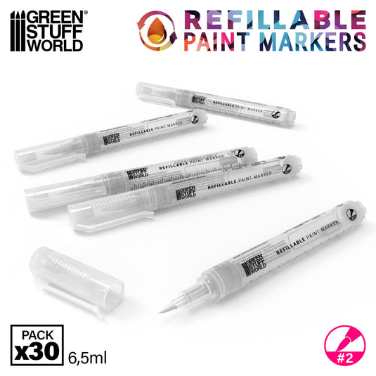 Green Stuff World Refillable Acrylic Paint Marker Size 2 - Single Marker - for Modeling and Wargaming - Cobbco