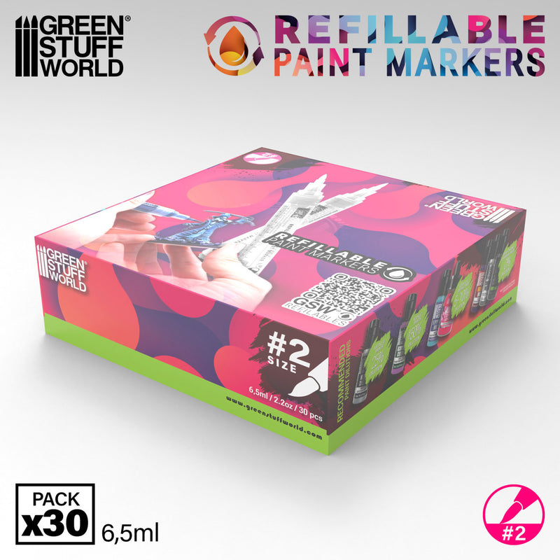 Load image into Gallery viewer, Green Stuff World Refillable Acrylic Paint Marker Size 2 - Single Marker - for Modeling and Wargaming - Cobbco
