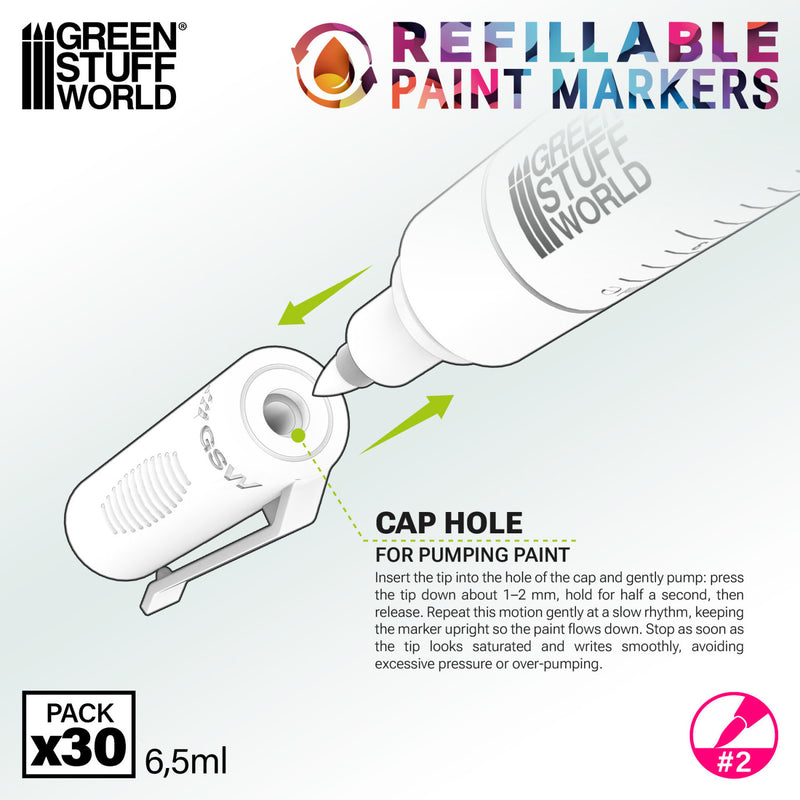 Load image into Gallery viewer, Green Stuff World Refillable Acrylic Paint Marker Size 2 - Single Marker - for Modeling and Wargaming - Cobbco
