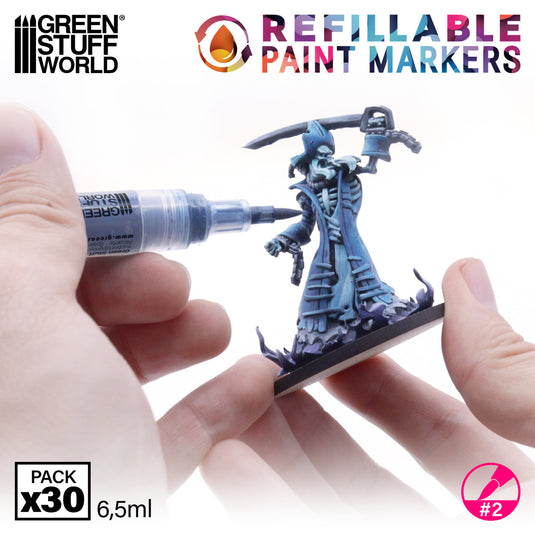 Green Stuff World Refillable Acrylic Paint Marker Size 2 - Single Marker - for Modeling and Wargaming - Cobbco