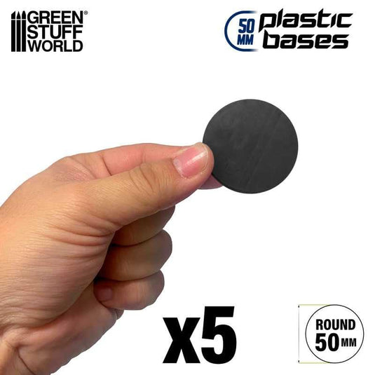 Green Stuff World 50mm Round Plastic Bases - Black 9824