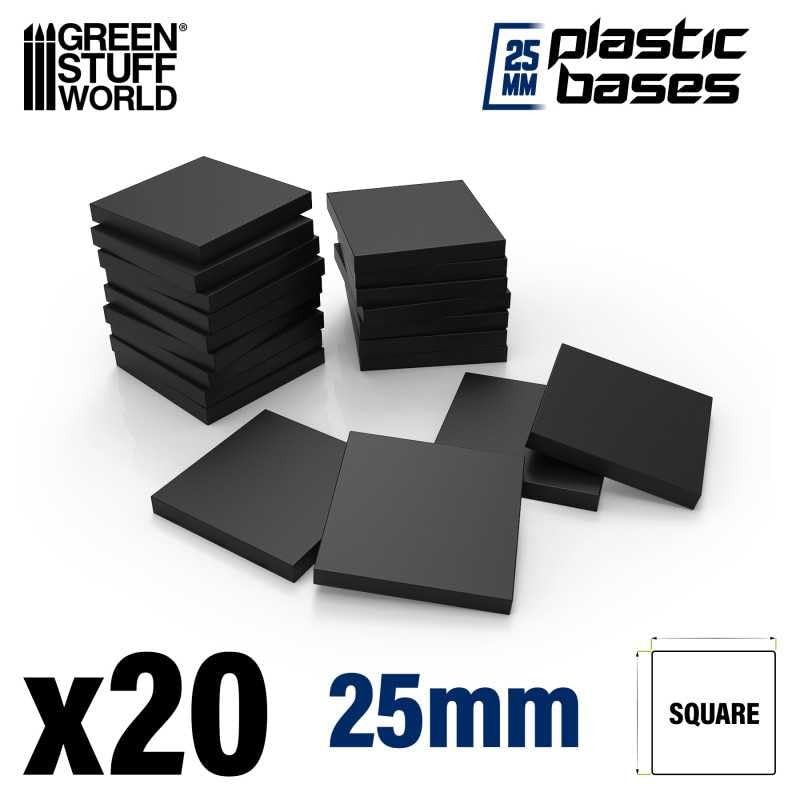 Load image into Gallery viewer, Green Stuff World 25mm Square Plastic Bases - Black 9831
