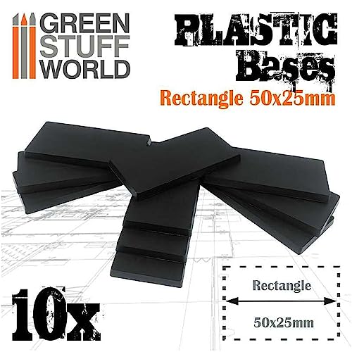 Load image into Gallery viewer, Green Stuff World 25x50mm Rectangular Plastic Bases - Black 11432
