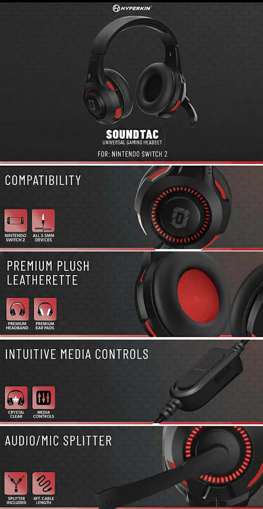 SoundTac Universal Gaming Headset Red | XBOX, PS4, PS5 Compatible - Cobbco