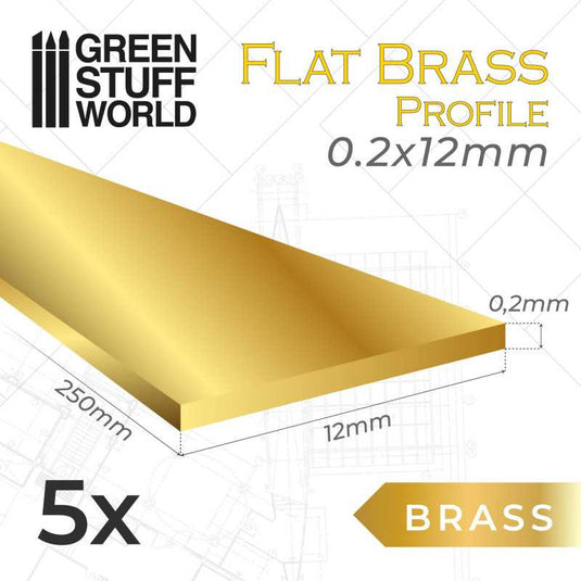 Green Stuff World Flat Brass Profile 0.2 x 12mm 11134