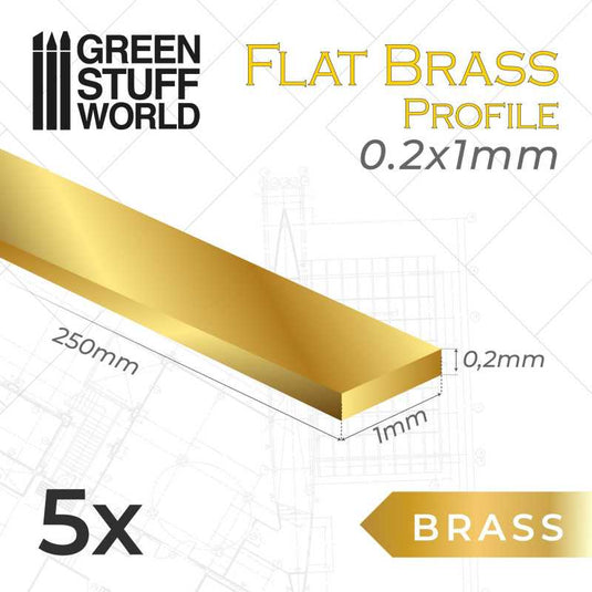 Green Stuff World Flat Brass Profile 0.2 x 1mm 11130