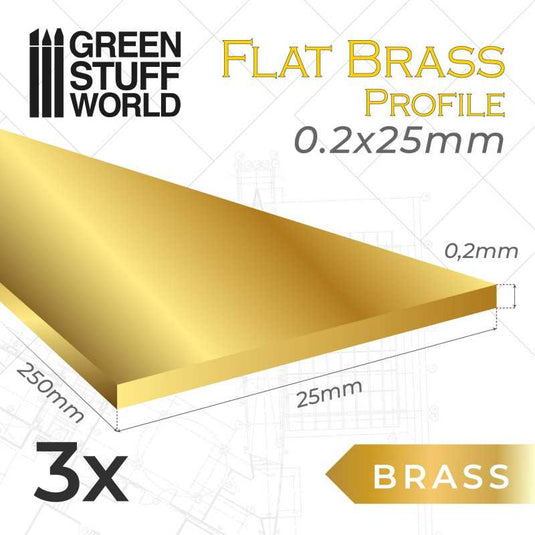 Green Stuff World Flat Brass Profile 0.2 x 25mm 11135