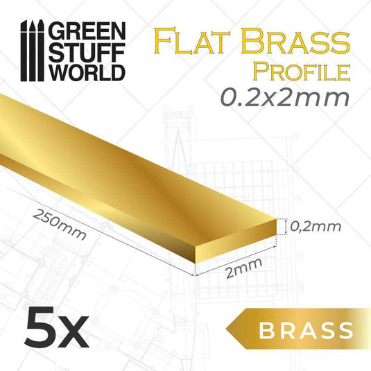 Green Stuff World Flat Brass Profile 0.2 x 2mm 11131