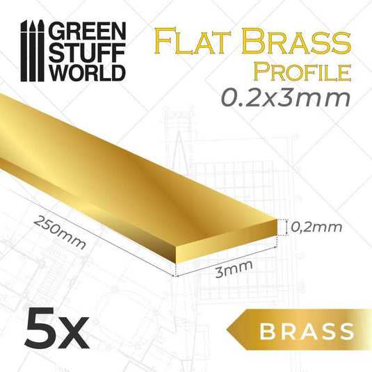 Green Stuff World Flat Brass Profile 0.2 x 3mm 11132