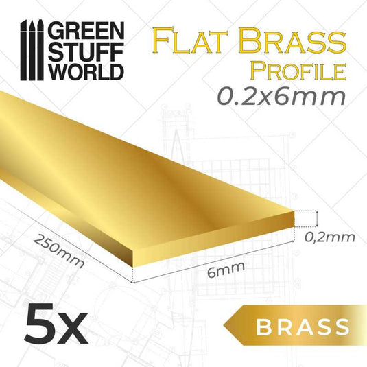 Green Stuff World Flat Brass Profile 0.2 x 6mm 11133