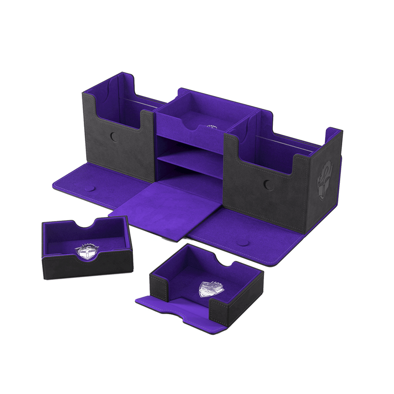 Load image into Gallery viewer, GameGenic The Academic 266+ XL Black - Purple Deck Box - Cobbco
