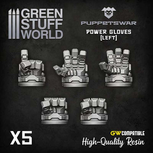 Green Stuff World for Models & Miniatures Power Gloves - Left S301