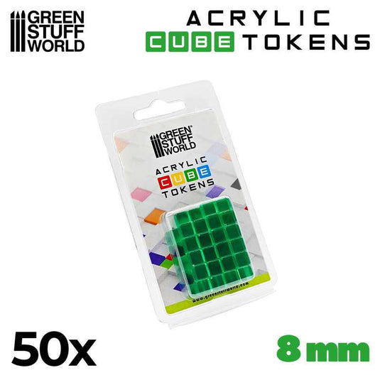 Green Stuff World for Models & Miniatures Green Cube Tokens 8mm 3788