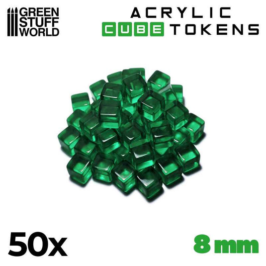 Green Stuff World for Models & Miniatures Green Cube Tokens 8mm 3788