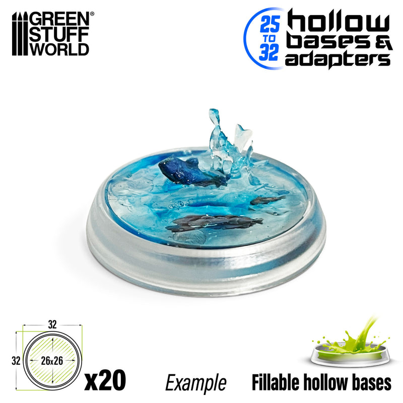 Load image into Gallery viewer, Hollow Plastic Bases - TRANSPARENT 32mm

