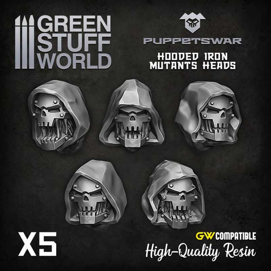 Green Stuff World for Models & Miniatures Hooded Iron Mutants Heads S280