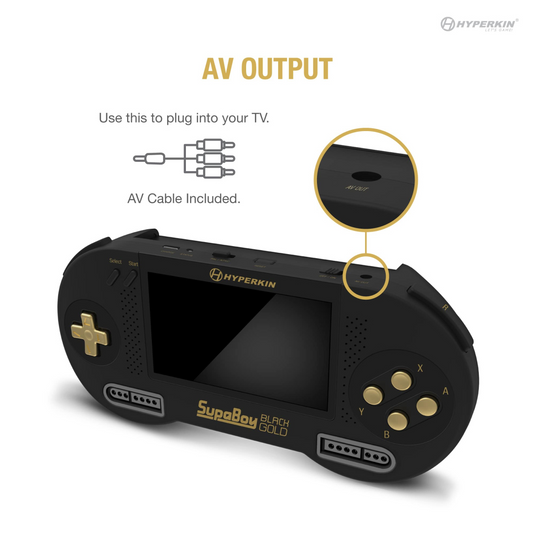 Hyperkin SupaBoy Portable Pocket Console For SNES (Super NES) / SFC (Super Famicom) Black Gold