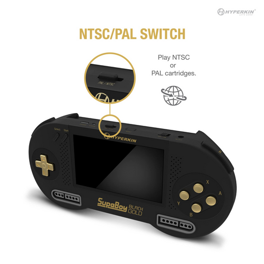Hyperkin SupaBoy Portable Pocket Console For SNES (Super NES) / SFC (Super Famicom) Black Gold