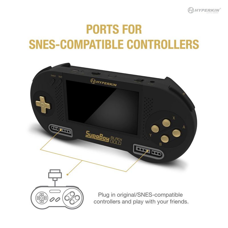 Load image into Gallery viewer, Hyperkin SupaBoy Portable Pocket Console For SNES (Super NES) / SFC (Super Famicom) Black Gold
