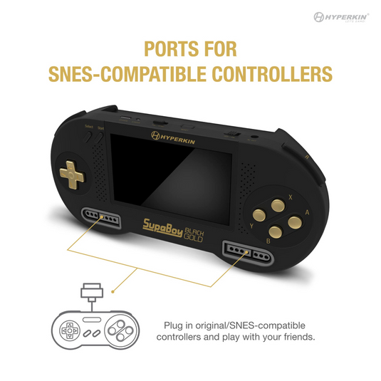 Hyperkin SupaBoy Portable Pocket Console For SNES (Super NES) / SFC (Super Famicom) Black Gold