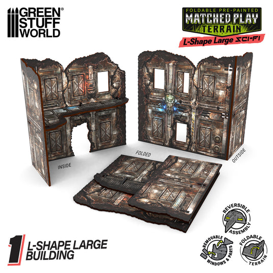 Green Stuff World Matched Play Pre - Painted Foldable Large L - shaped Ruin - Sci - fi - Cobbco