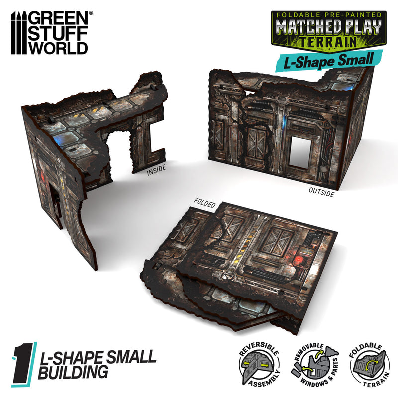 Load image into Gallery viewer, Green Stuff World Matched Play Pre - Painted Foldable Small L - shaped Ruin - Sci - fi - Cobbco
