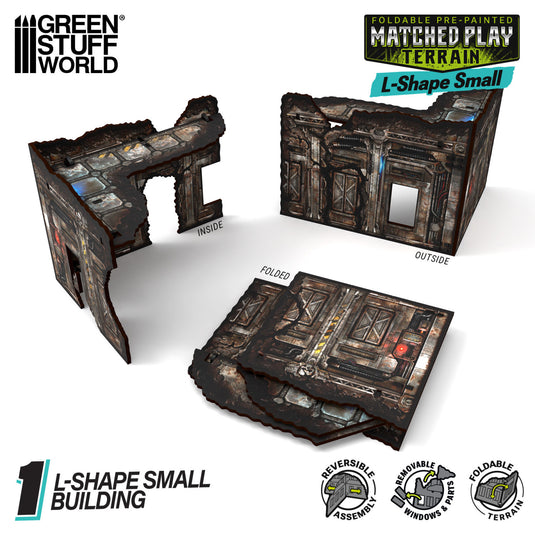 Green Stuff World Matched Play Pre - Painted Foldable Small L - shaped Ruin - Sci - fi - Cobbco