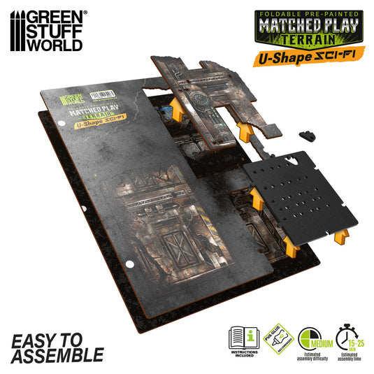 Green Stuff World Matched Play Pre - Painted Foldable U - shaped Ruin - Sci - fi - Wargaming - Cobbco